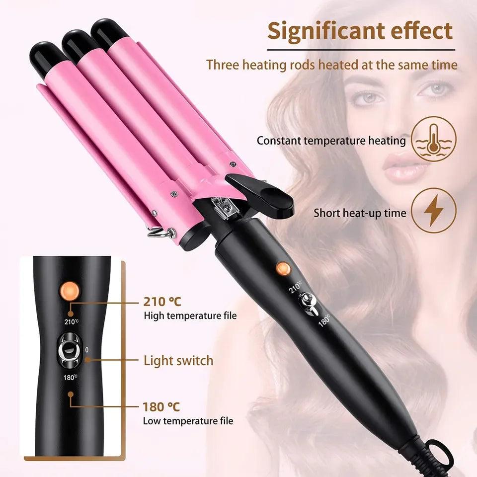 3 Barrel Ceramic Hair Waver Crimping Iron