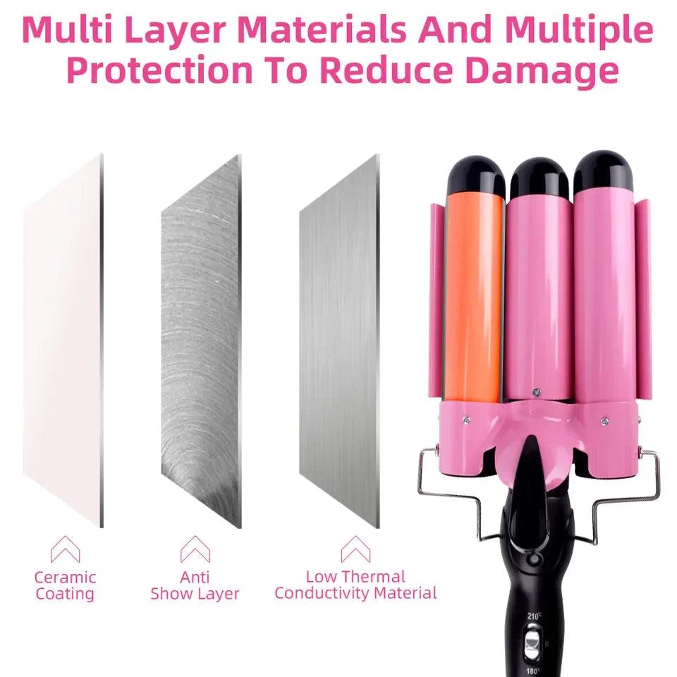 3 Barrel Ceramic Hair Waver Crimping Iron