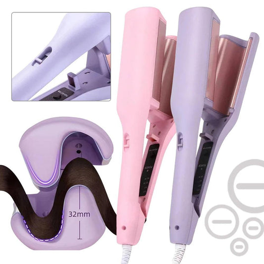 32mm Hair Waver Adjustable Temperature Hair Crimper Fast Heating Ceramic Big Waves Hair Crimper for Beach Waves