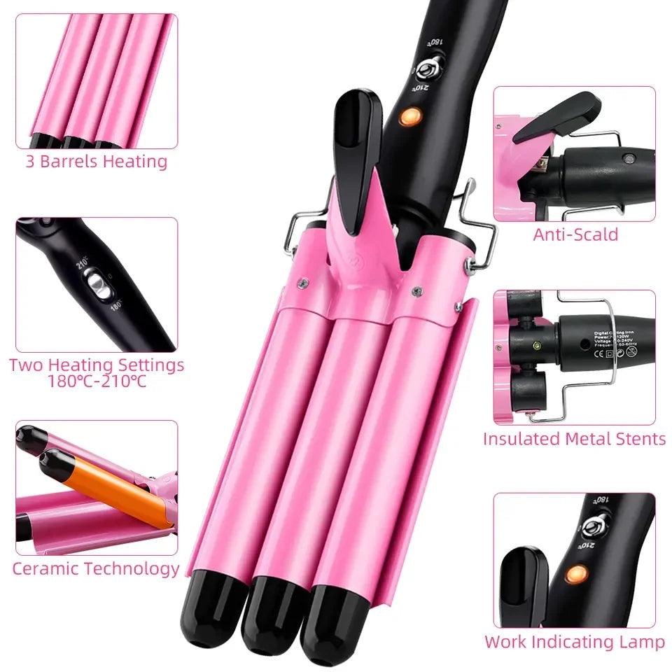 3 Barrel Ceramic Hair Waver Crimping Iron
