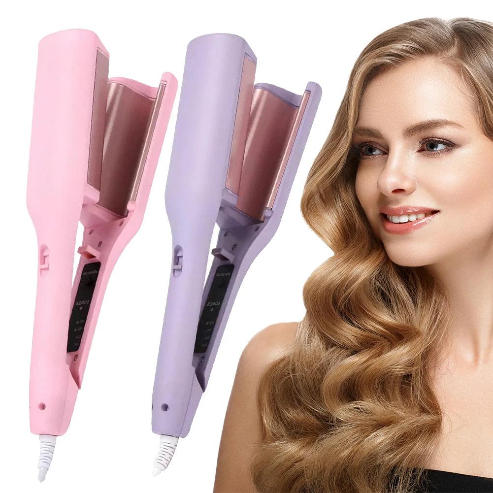 32mm Hair Waver Adjustable Temperature Hair Crimper Fast Heating Ceramic Big Waves Hair Crimper for Beach Waves
