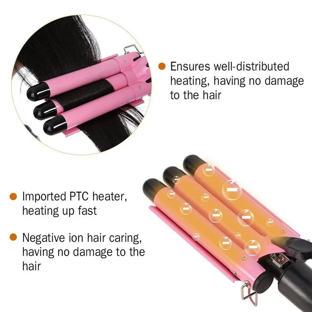 3 Barrel Ceramic Hair Waver Crimping Iron