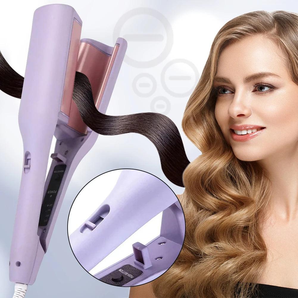 32mm Hair Waver Adjustable Temperature Hair Crimper Fast Heating Ceramic Big Waves Hair Crimper for Beach Waves