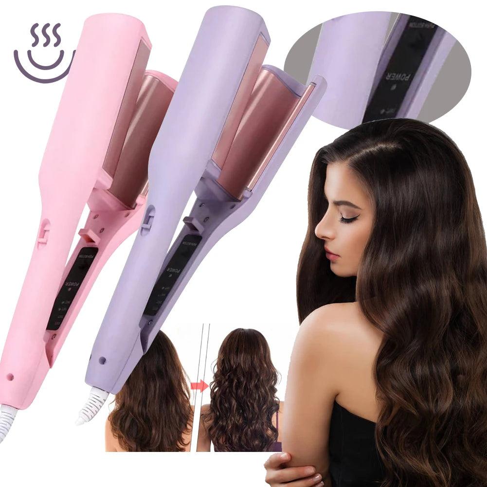 32mm Hair Waver Adjustable Temperature Hair Crimper Fast Heating Ceramic Big Waves Hair Crimper for Beach Waves