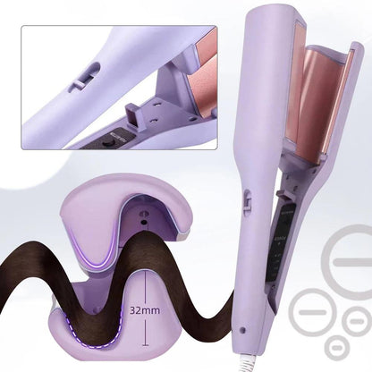 32mm Hair Waver Adjustable Temperature Hair Crimper Fast Heating Ceramic Big Waves Hair Crimper for Beach Waves