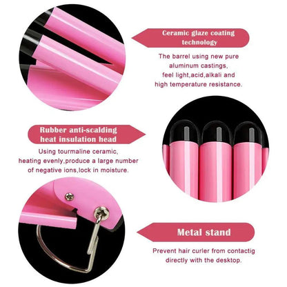 3 Barrel Ceramic Hair Waver Crimping Iron