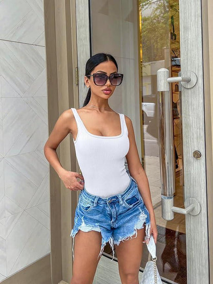 Sleeveless Knit Thong Bodysuit